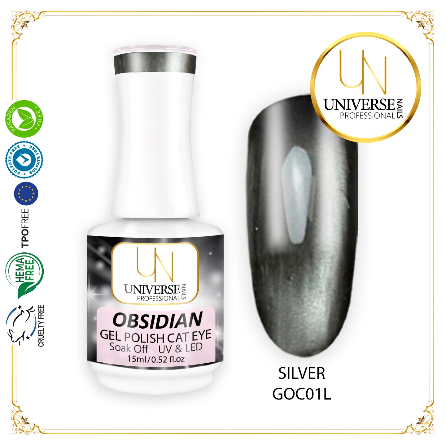 SILVER Obsidian Cat Eye