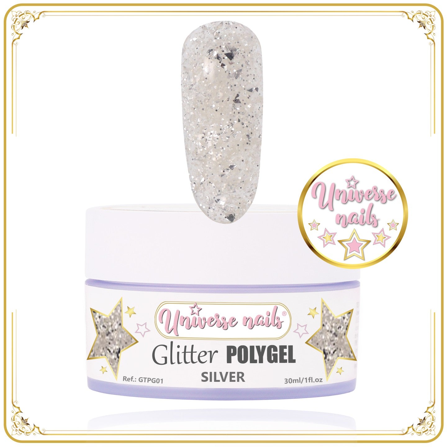 Polygel Glitter SILVER