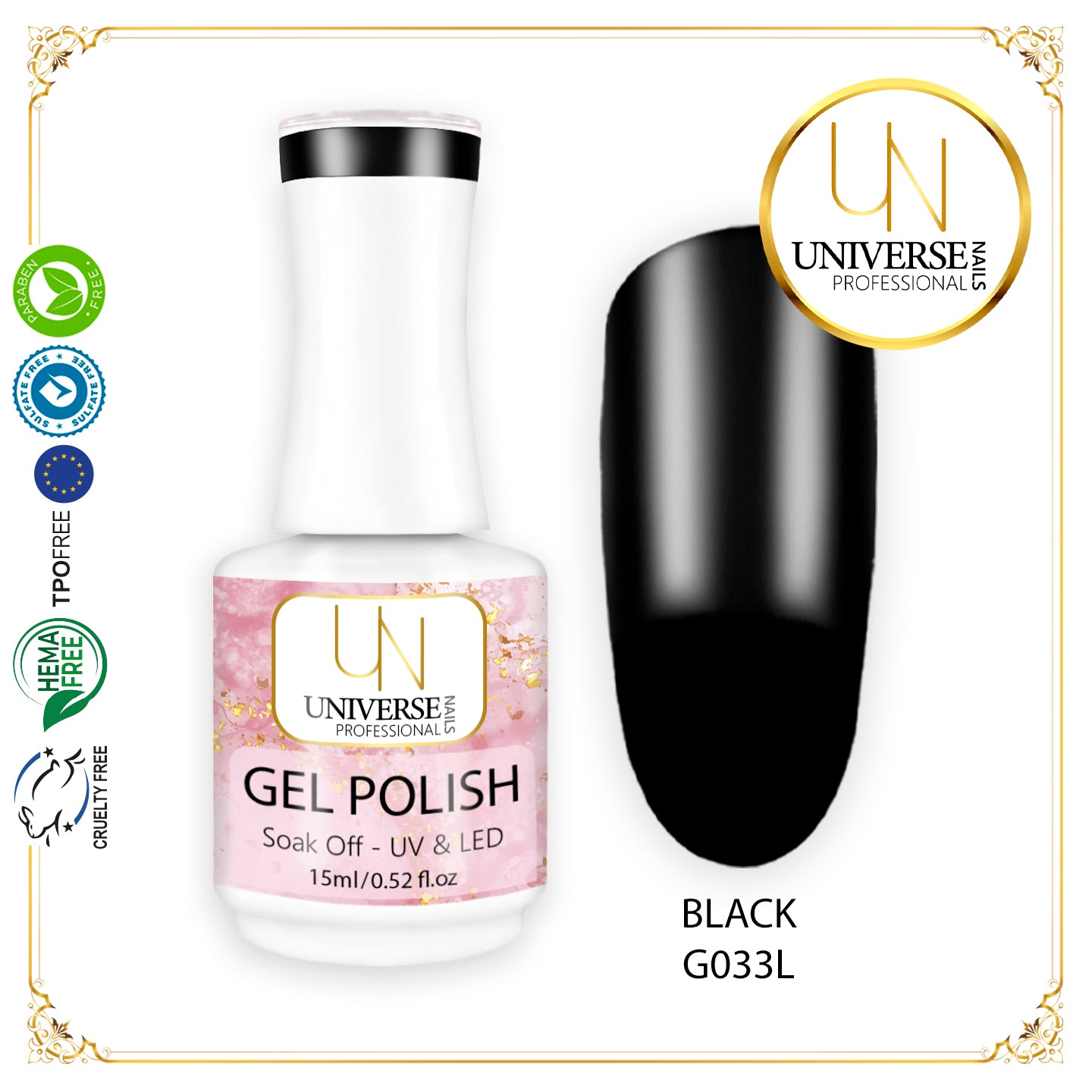 Gel Polish BLACK 15ml