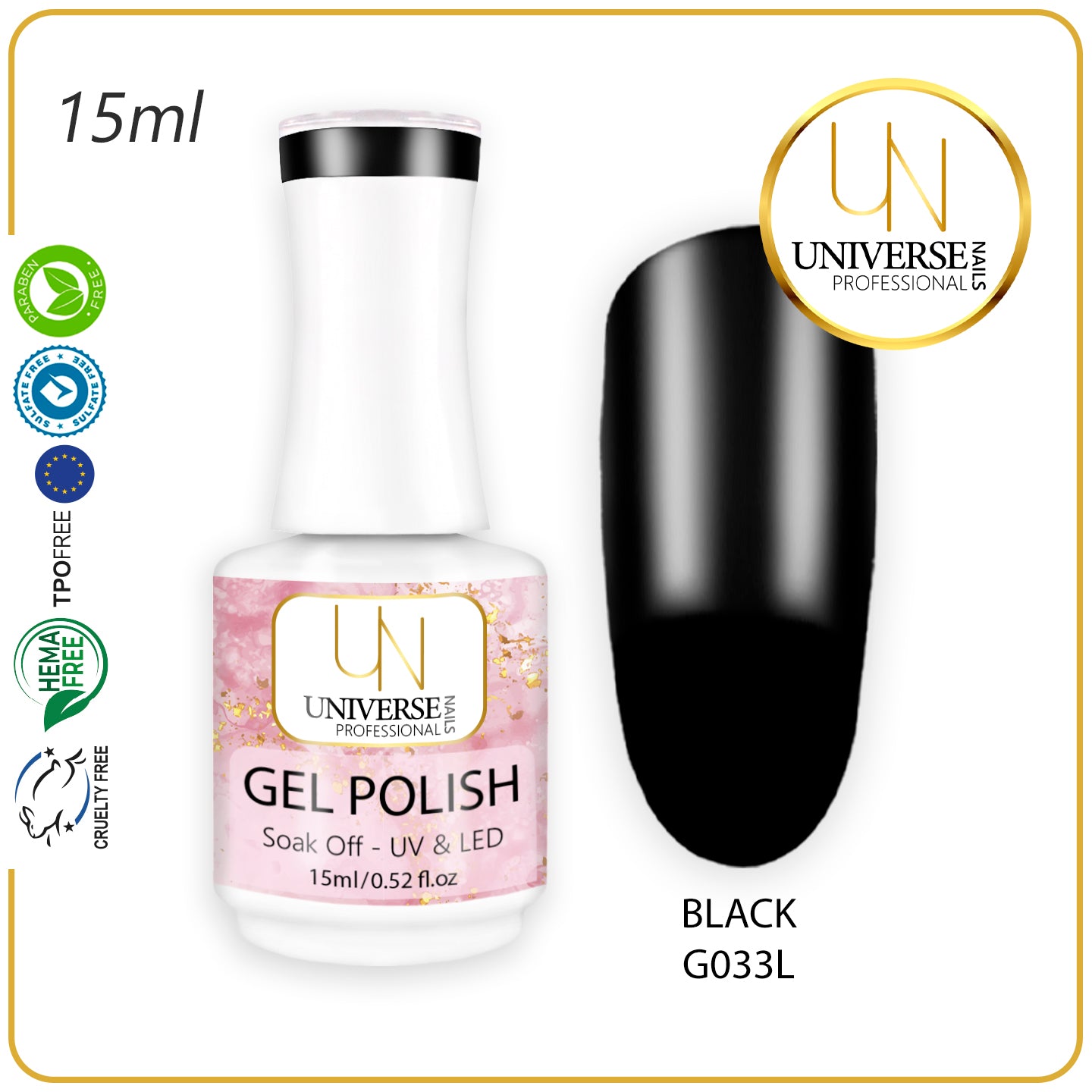 Gel Polish BLACK 15ml