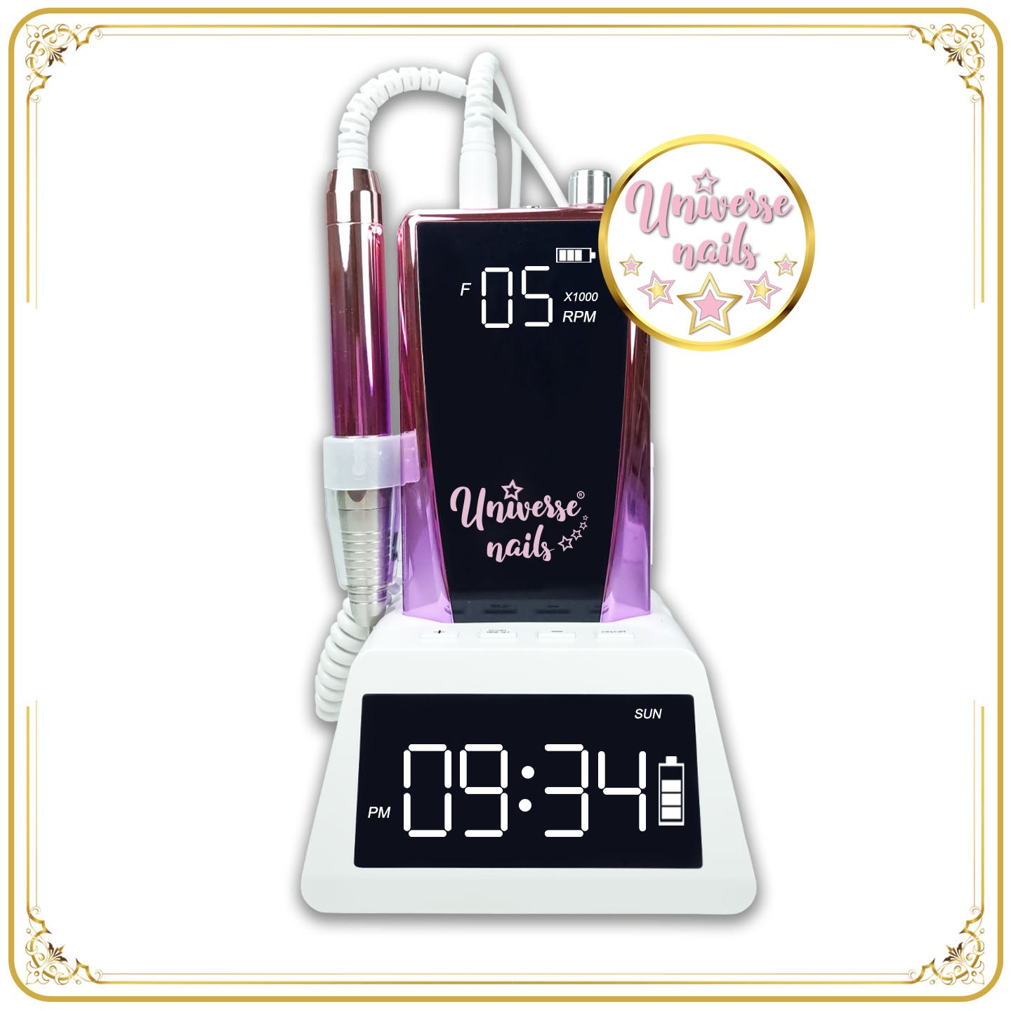 Portable Nail Drill Whith Clock Charging Dock